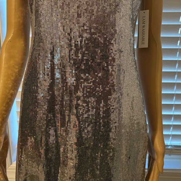 Beautiful Shelby Nights size 6 silver sequin dress machine washable NWT - Picture 4 of 7